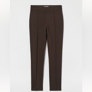 H&M Women’s Pants Crease-front Leggings Dark Green Brown